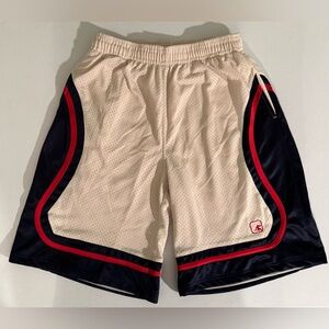 AND1 Cream, Red, and Navy Basketball Shorts Men’s Size Large